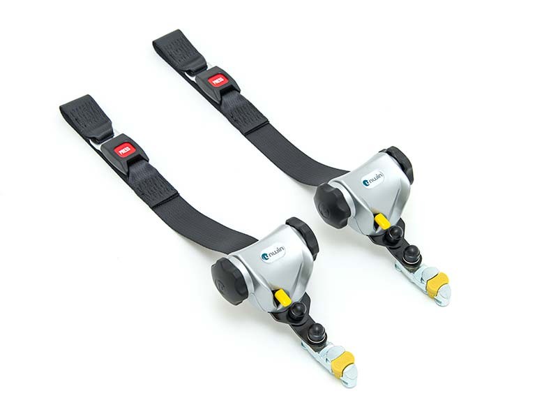 Mechanical retractors for wheelchair tie-down