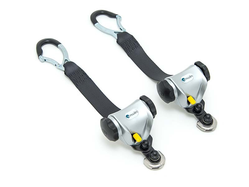 Mechanical retractors for wheelchair tie-down