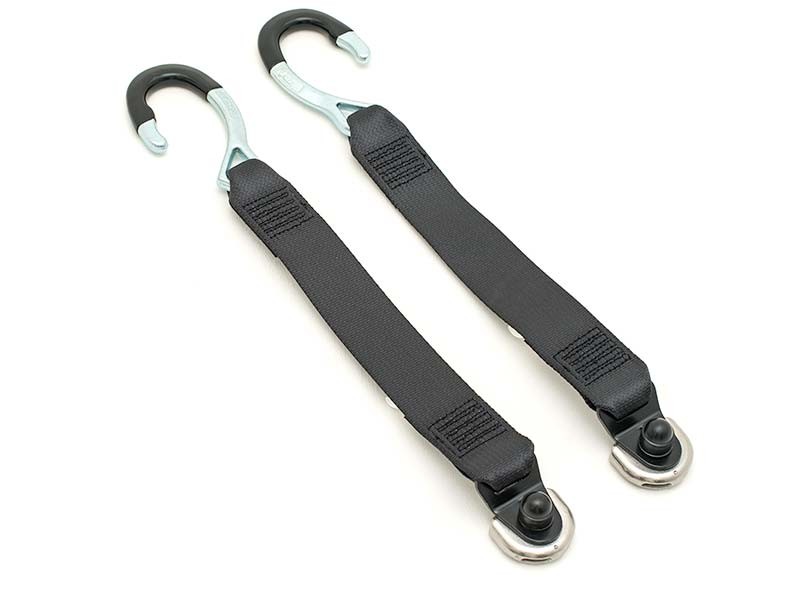 Front and rear wheelchair tie-down belts