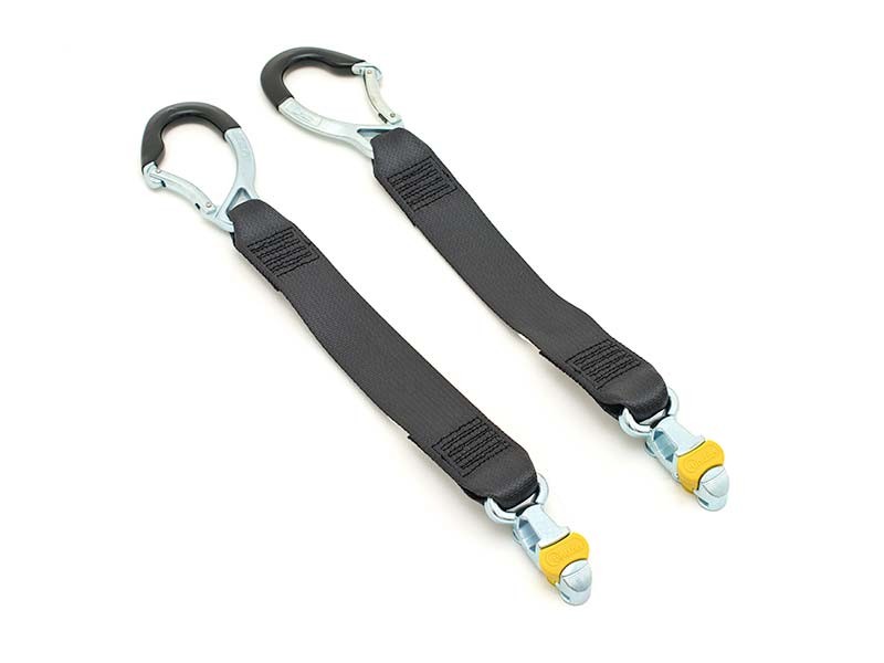 Front and rear wheelchair tie-down belts