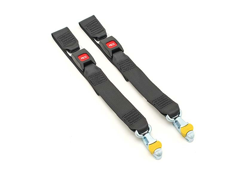 Front and rear wheelchair tie-down belts