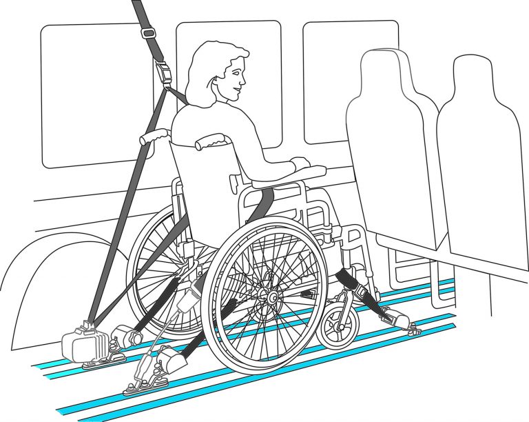 Wheelchair and occupant restraints and flooring systems