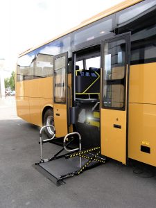 Cassette wheelchair lift for coaches and buses